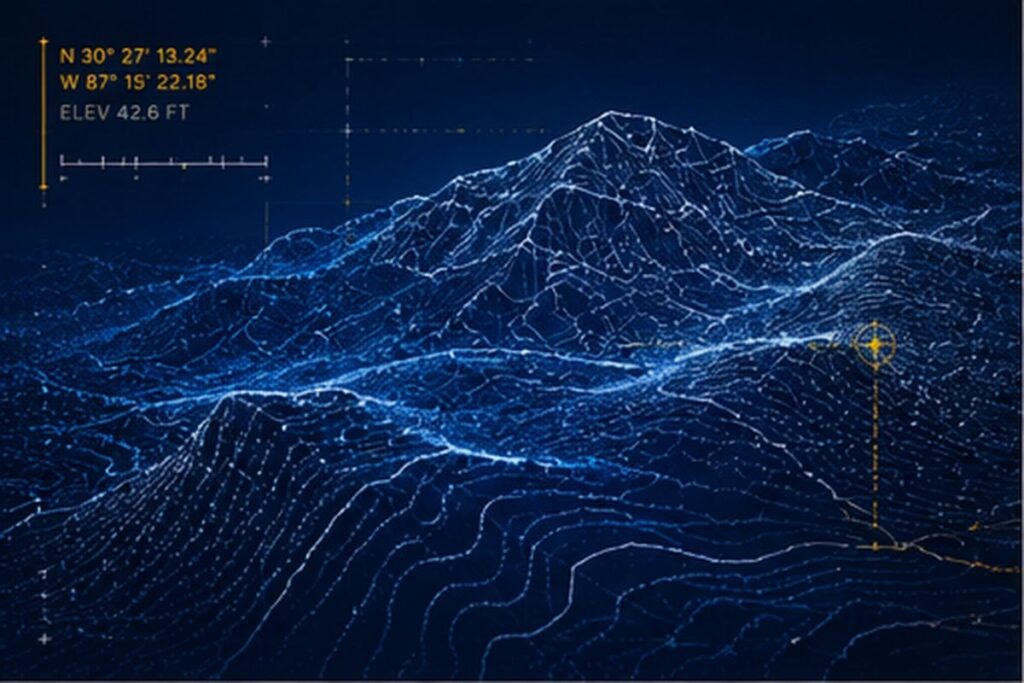 LiDAR point cloud terrain model from a drone mapping flight