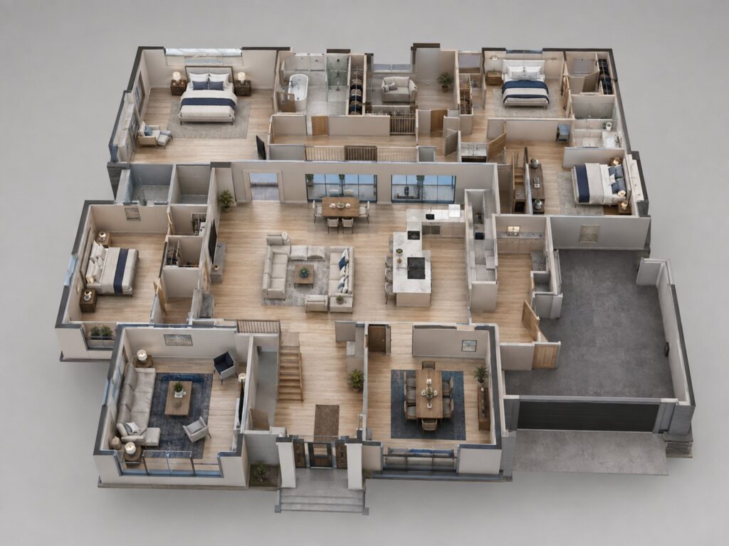 Matterport 3D dollhouse view of a furnished home floorplan
